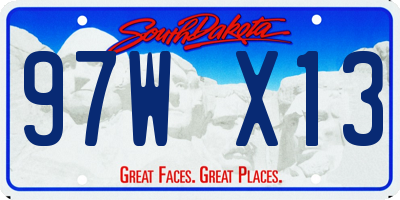 SD license plate 97WX13