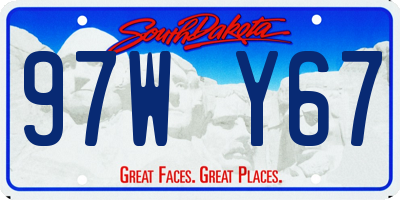 SD license plate 97WY67