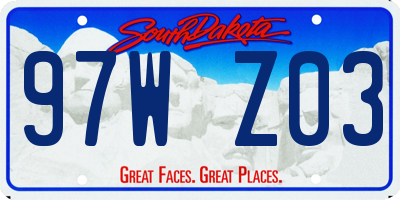 SD license plate 97WZ03