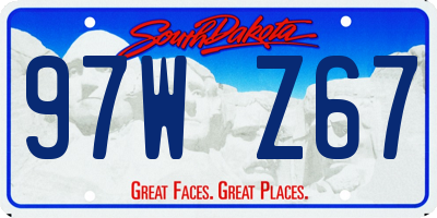 SD license plate 97WZ67