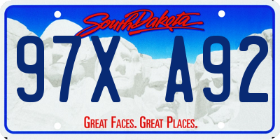 SD license plate 97XA92