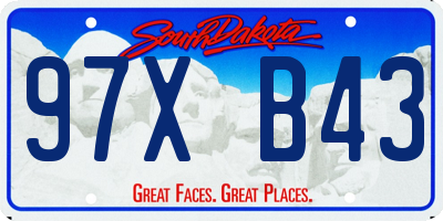 SD license plate 97XB43