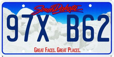 SD license plate 97XB62