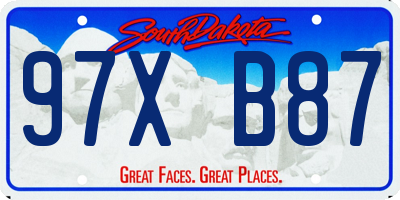 SD license plate 97XB87