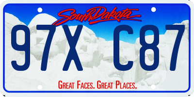 SD license plate 97XC87