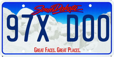 SD license plate 97XD00