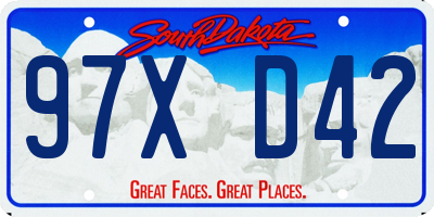 SD license plate 97XD42
