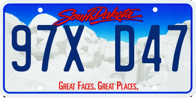 SD license plate 97XD47