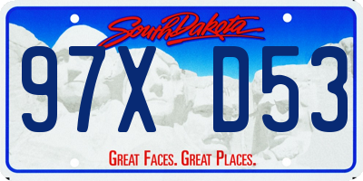 SD license plate 97XD53