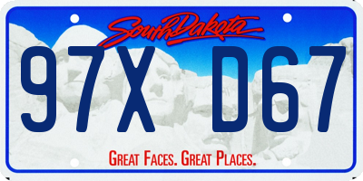 SD license plate 97XD67