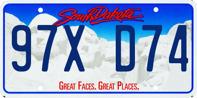 SD license plate 97XD74