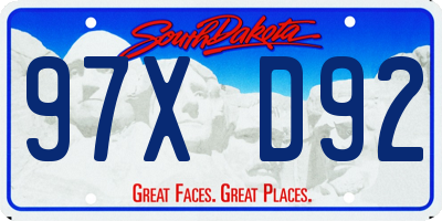 SD license plate 97XD92