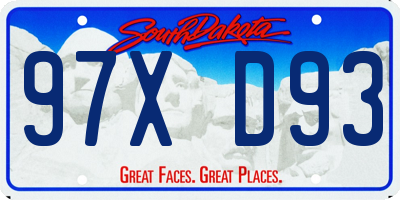SD license plate 97XD93