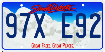 SD license plate 97XE92
