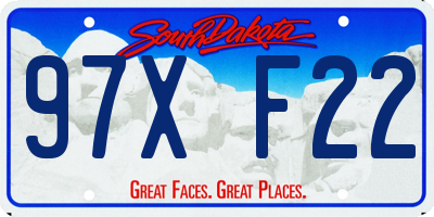 SD license plate 97XF22