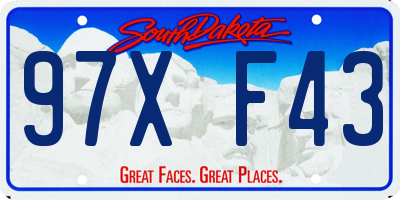 SD license plate 97XF43