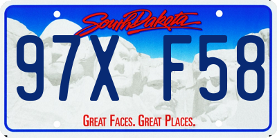 SD license plate 97XF58