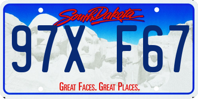 SD license plate 97XF67