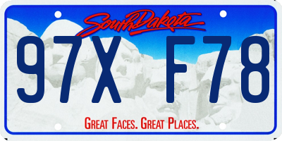 SD license plate 97XF78