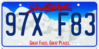 SD license plate 97XF83