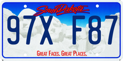 SD license plate 97XF87