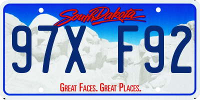 SD license plate 97XF92