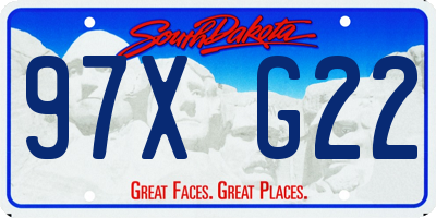 SD license plate 97XG22