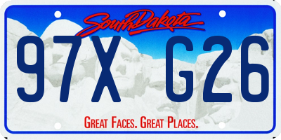 SD license plate 97XG26