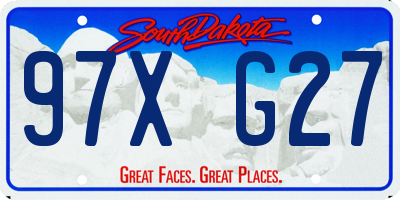 SD license plate 97XG27