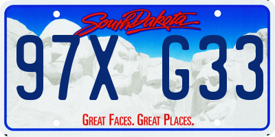 SD license plate 97XG33