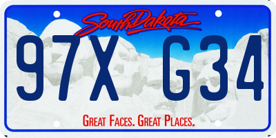 SD license plate 97XG34