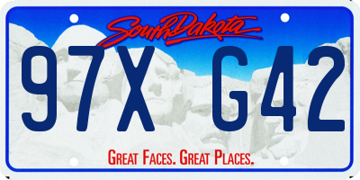 SD license plate 97XG42