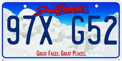 SD license plate 97XG52