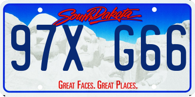 SD license plate 97XG66