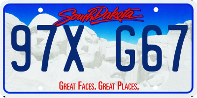 SD license plate 97XG67