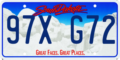 SD license plate 97XG72