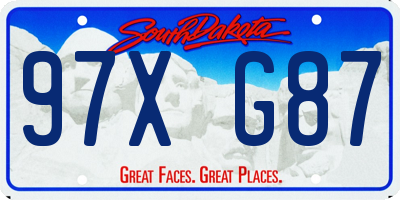 SD license plate 97XG87