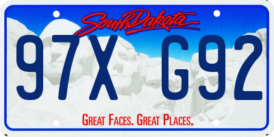 SD license plate 97XG92
