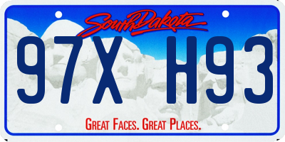 SD license plate 97XH93