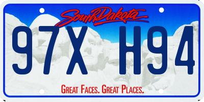 SD license plate 97XH94