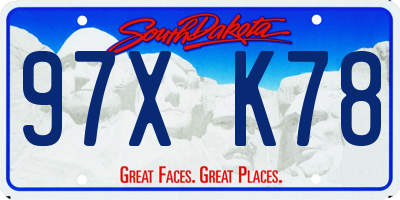 SD license plate 97XK78