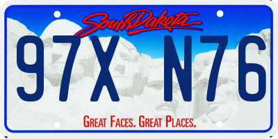SD license plate 97XN76