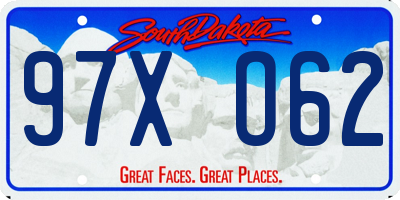 SD license plate 97XO62