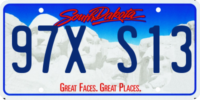 SD license plate 97XS13