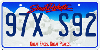 SD license plate 97XS92