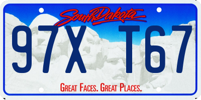 SD license plate 97XT67