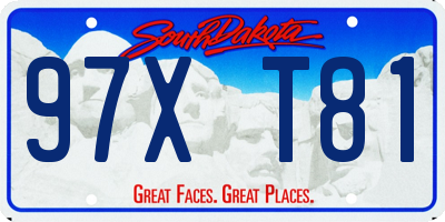 SD license plate 97XT81