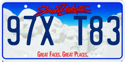 SD license plate 97XT83