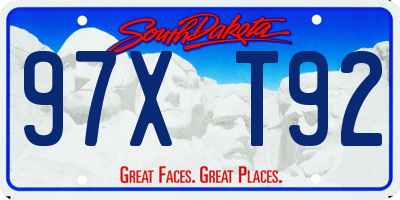 SD license plate 97XT92