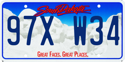 SD license plate 97XW34